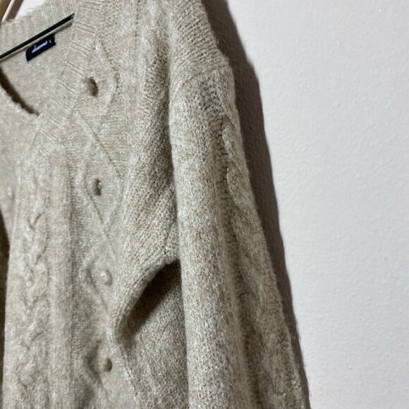 Olivaceous Tan Cable Knit Pom Pom Sweater Size Small - Picture 4 of 10